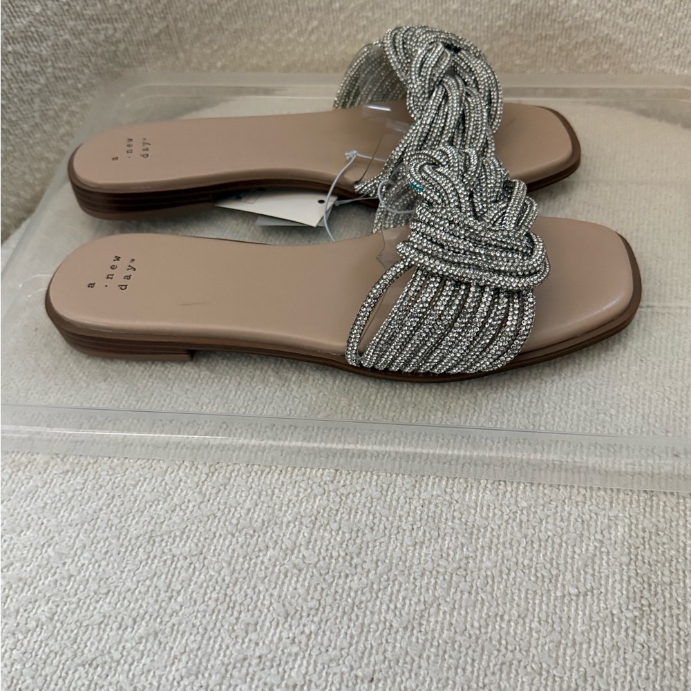 A New Day Beaded Knot Slide Sandals - Silver